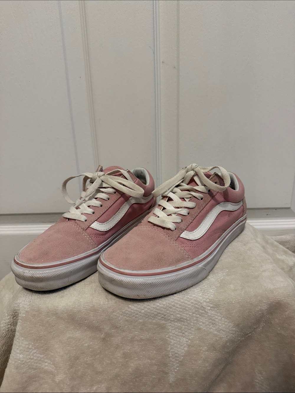 Vans Pink and White Old Skool Sneakers